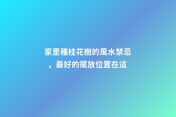 家里種桂花樹的風水禁忌，最好的擺放位置在這